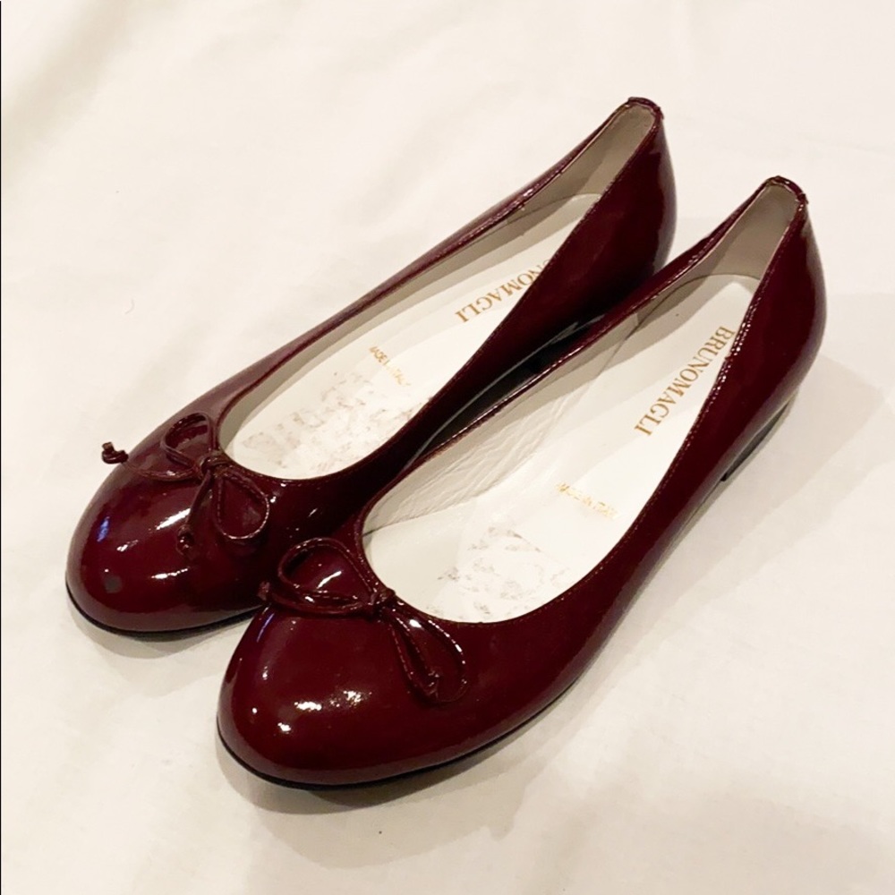 Bruno Magli Patent Burgundy Flats, Size 37 (6.5)